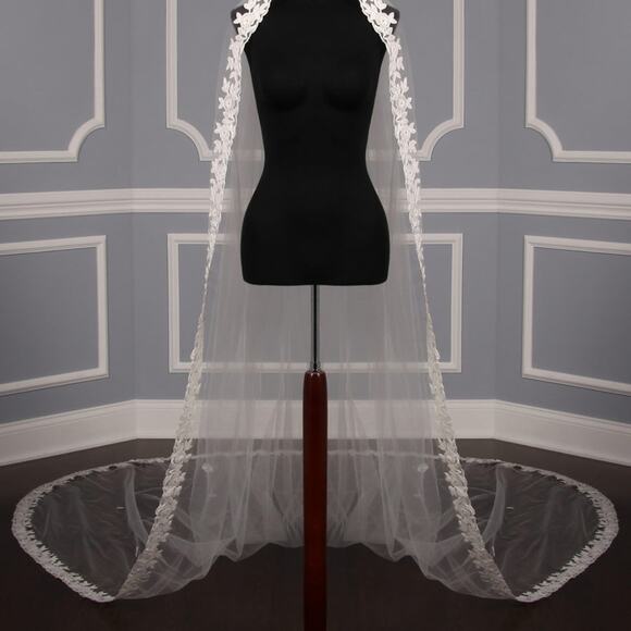 ST PUCCHI M1479 Diamond White Lace Chapel Long Wedding Bridal Veil main image 8